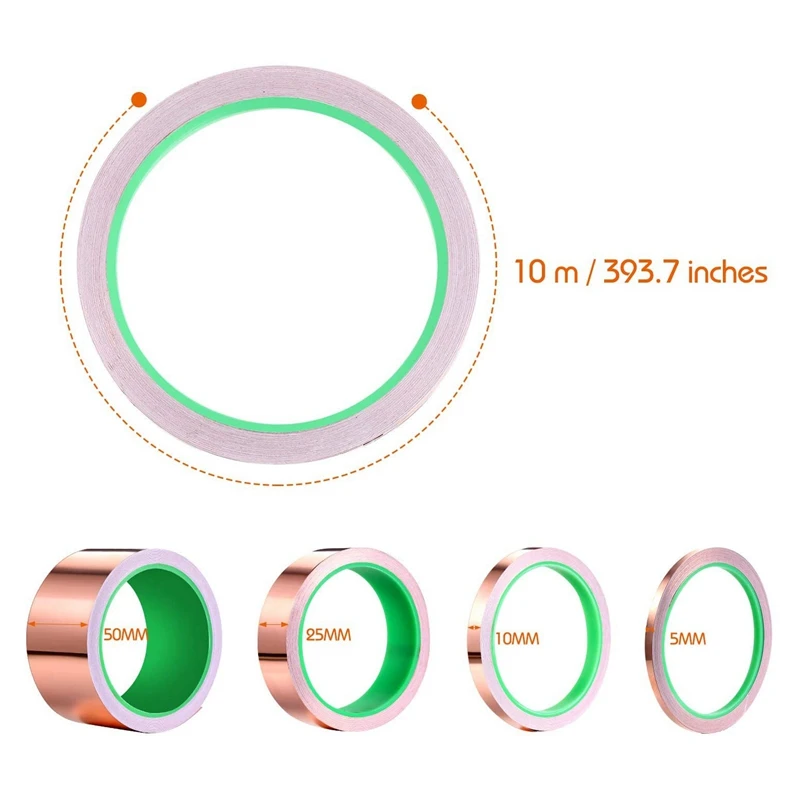 

Double Sided Copper Foil Tape for EMI Shielding Conductive Adhesive for Electrical Repairs,Snail Barrier Tape Guitar