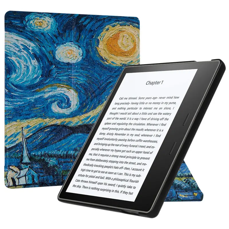 Starry Sky Чехол BOZHUORUI оригами для нового Kindle Oasis(9-10 поколение, выпуск-)-тонкий Чехол-подставка с функцией автоматического пробуждения и сна - Цвет: Starry Sky