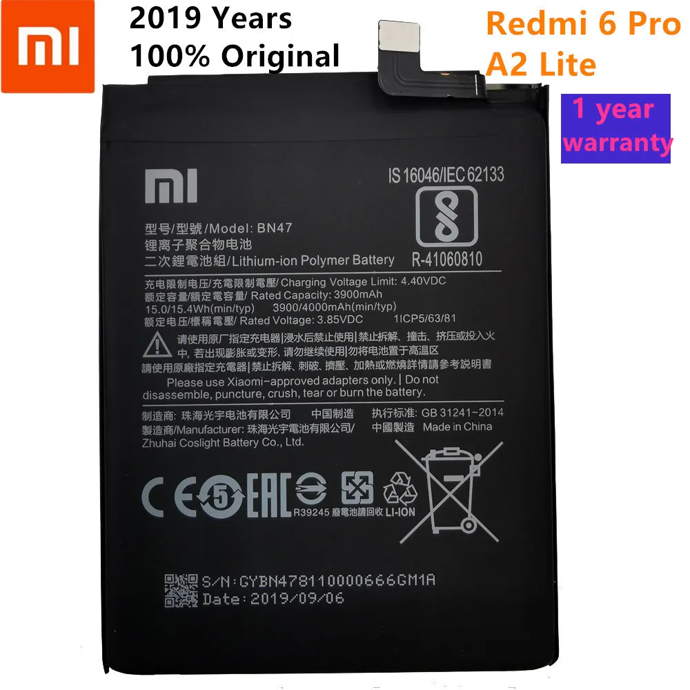 Лет 4000 мАч BN47 Сменный аккумулятор для Xiao mi Red mi 6 Pro/mi A2 Lite Bateria батареи для мобильных телефонов