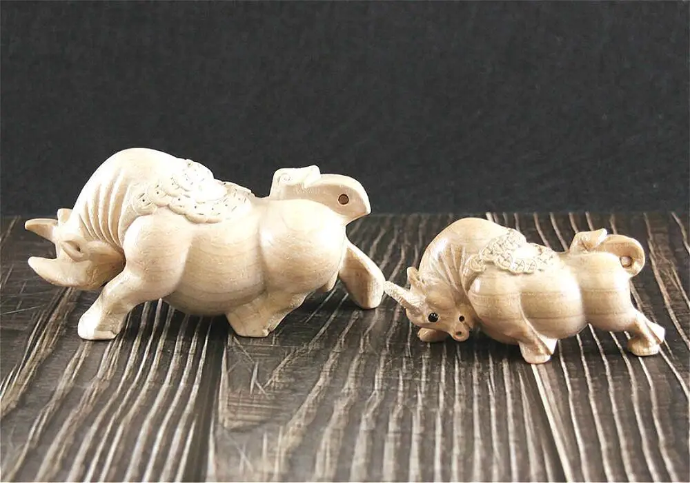 Предметы коллекционирования деревенский резной персикового дерева корова