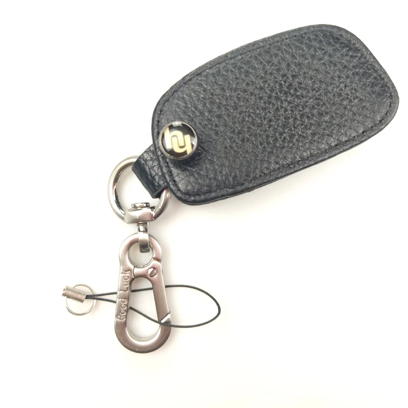 

New Leather Black Color 3 Button Remote Key Bag Case Fob Holder Chain For Hyundai Series