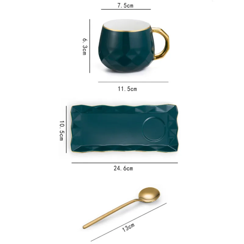 

Nordic Simple Ceramic Coffee Cup Saucer Spoon Set Light Luxury Afternoon Tea Cups with Snack Dessert Storage Tray Drinkware