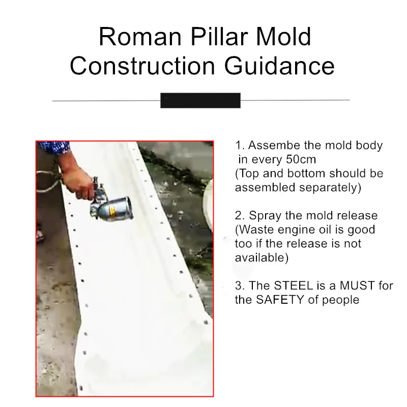50cm/19.69in Buckle up/ Interlock Slots Body Plain, Leave/Flower&Star Top Molds For Square Concrete Cement Roman Pedestal Spare
