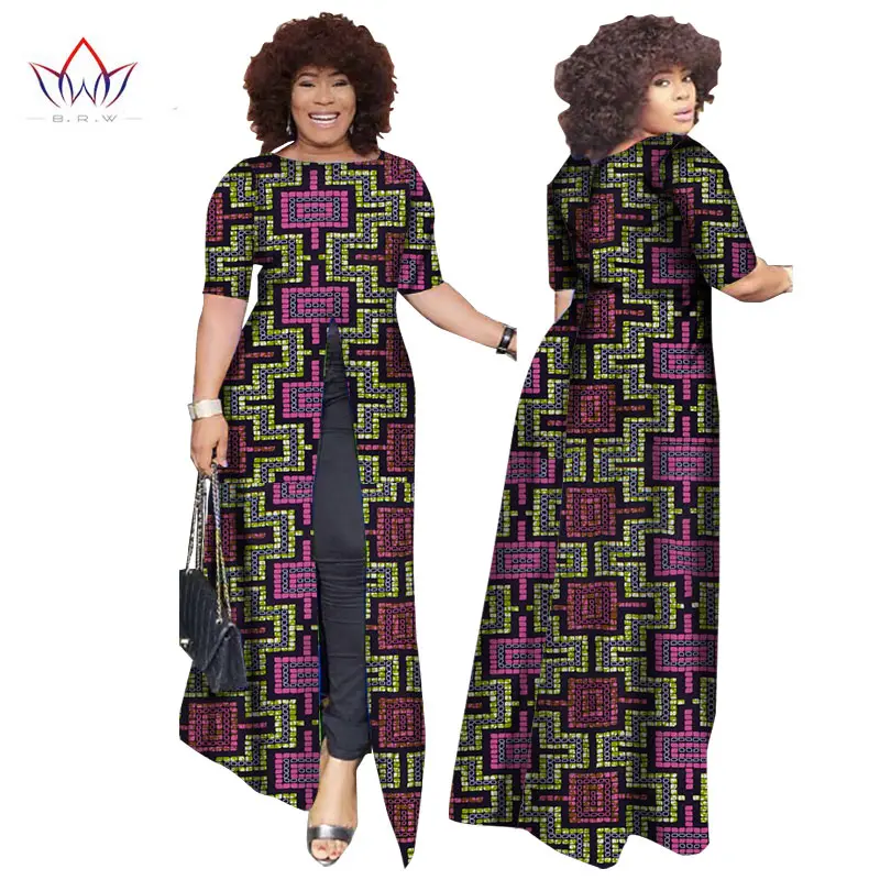 Африканский dashiki африканских платья повседневные Прямые сплит печати Африканский принт хлопок Одежда Сорочка африканского Femme brw WY852 - Цвет: 23