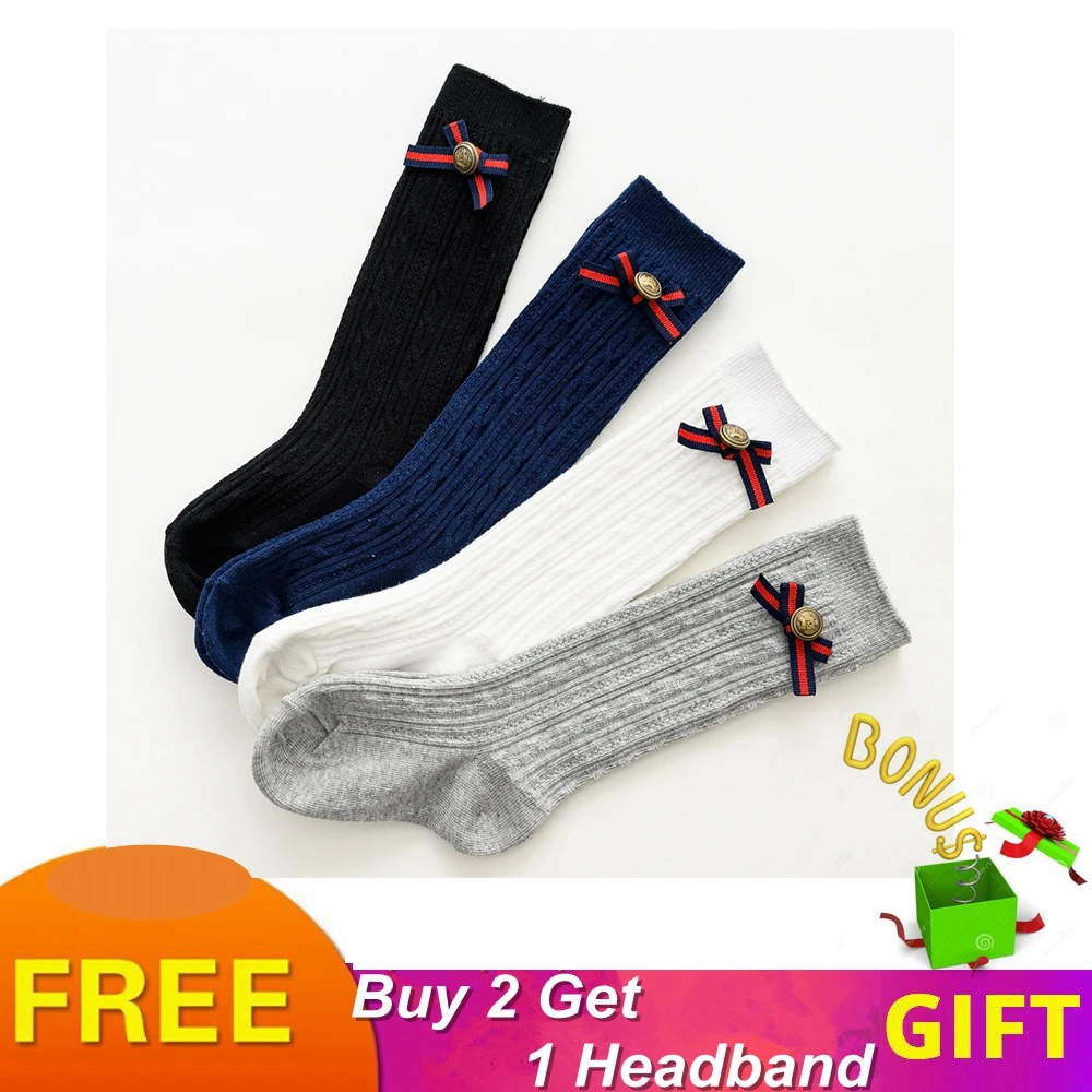 Носки для девочек Хлопковые гольфы с бантом стильные элегантные носки принцессы