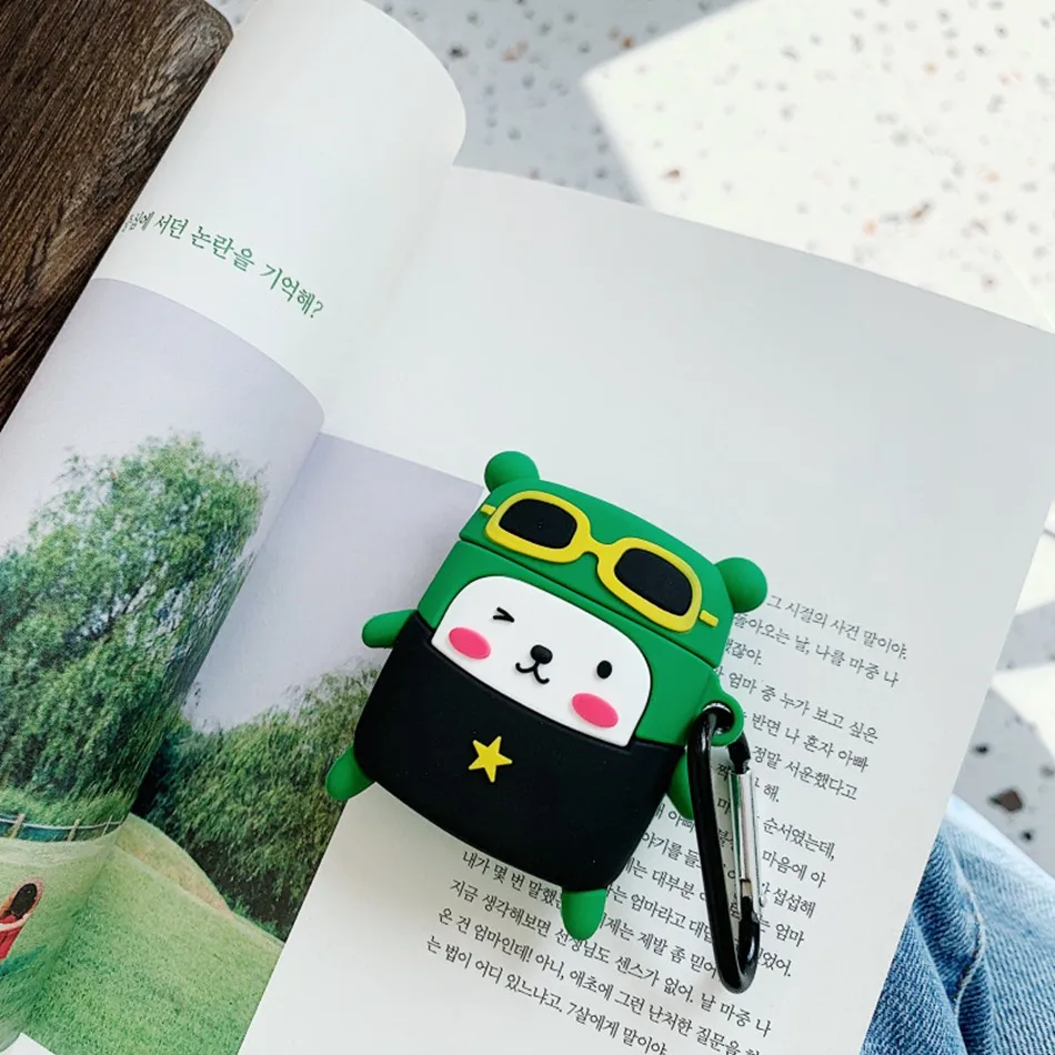 3D Силиконовый наушник чехол для Airpods чехол милый КИТ Жук чехол для Apple Air pods чехол для наушников кольцо ремень