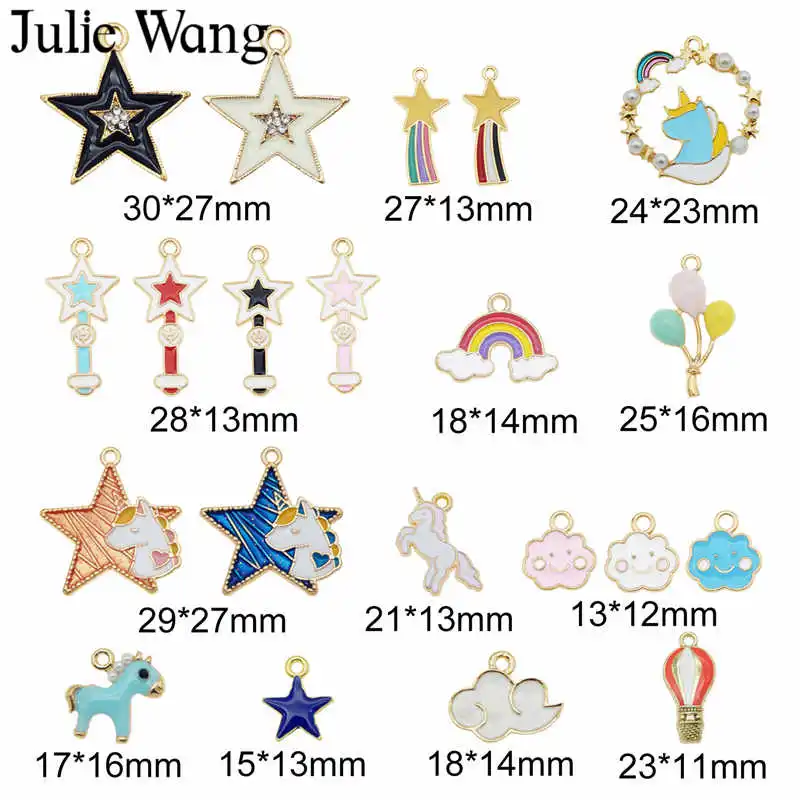 10 шт. эмалированные Подвески Julie Wang из сплава Случайные Смешанные звезды облако