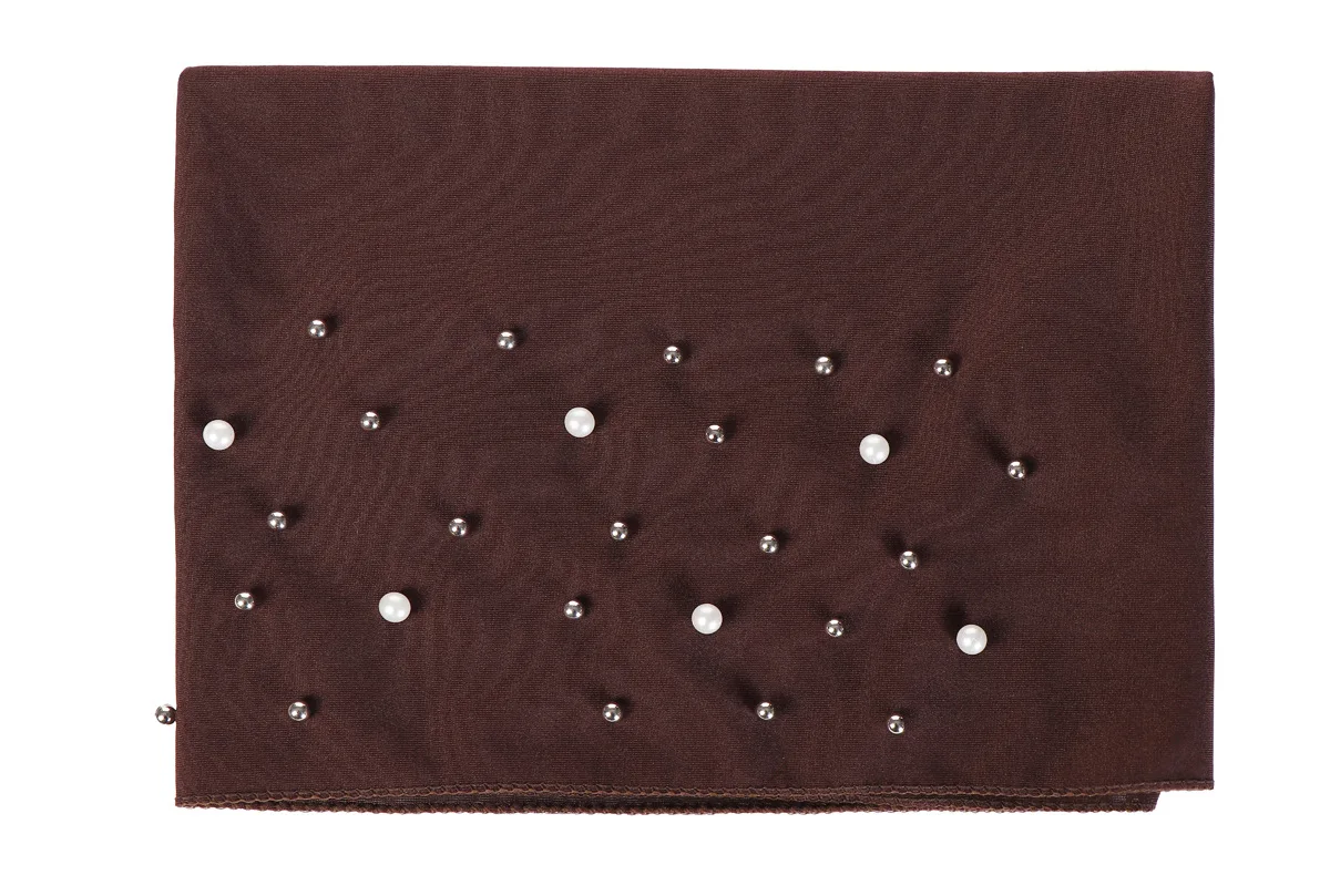Muslim Women Cross Polyester Pearl Bead Turban Hat Cancer Chemo Beanies Cap Headwear Headwrap Plated for Hair Loss Accessories