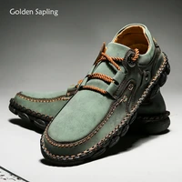 golden sapling army green casual shoes breathable men loafers retro design mens flats lightweight leisure shoe vintage footwear