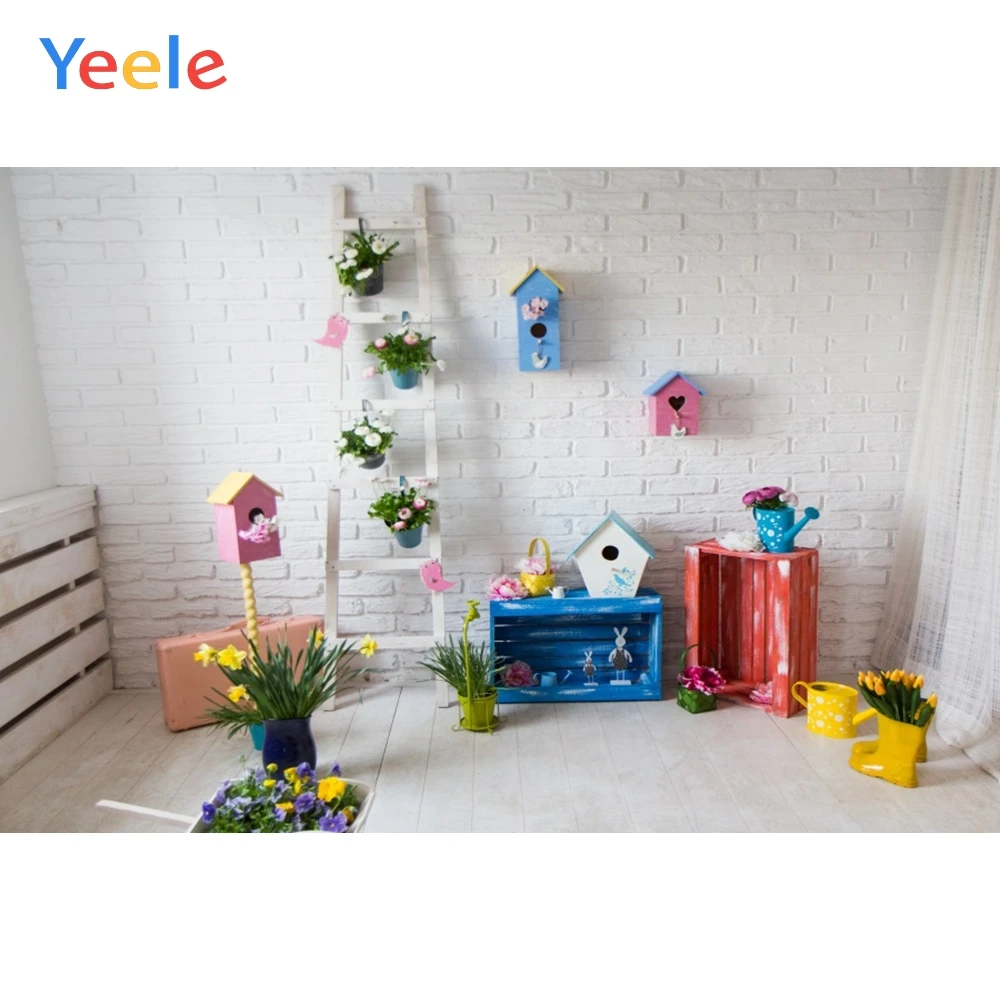 Фон для фотосъемки новорожденных детей с изображением весенних цветов кролика