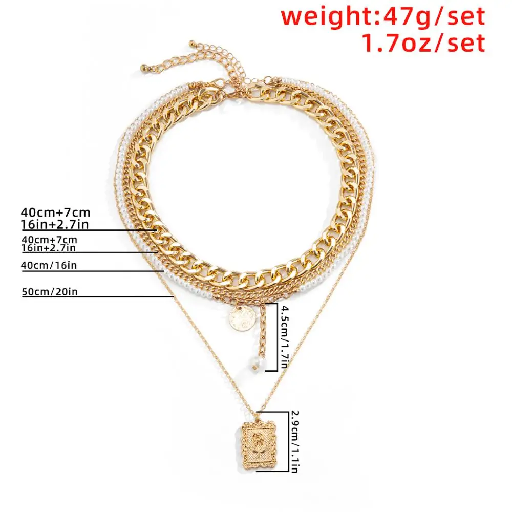 

Multi Layer Cuban Pearl Chain Necklace Women Gold Color Pearl Chain Rose Flower Pendant Choker Necklace New Design Jewelry Gifts