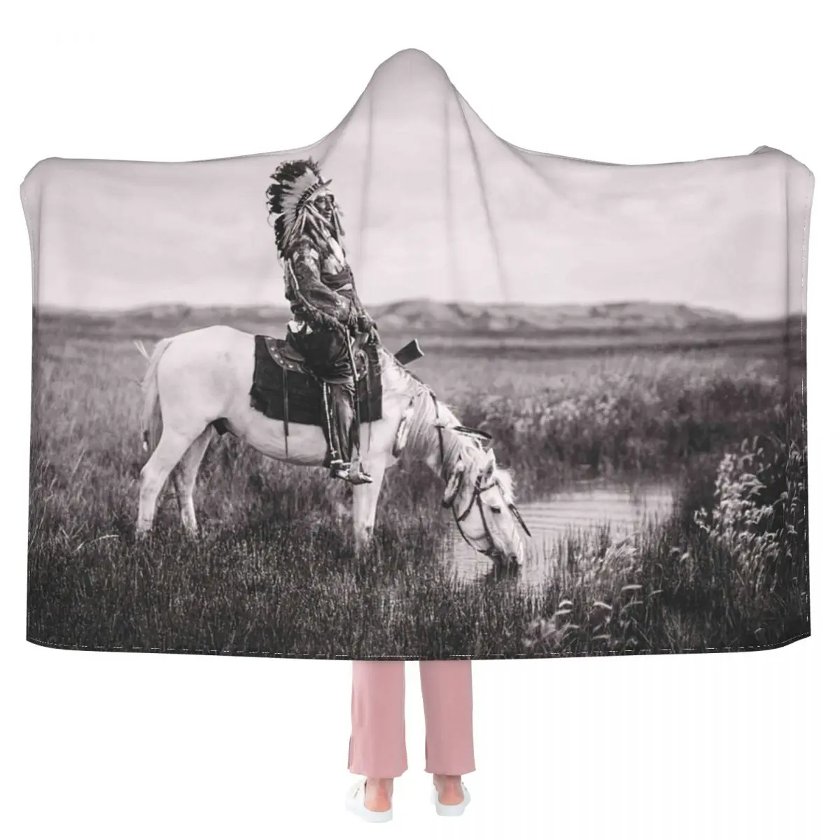 

Одеяло с капюшоном Oglala Indian Man около 1905, 3d-одеяло с принтом, для взрослых и детей