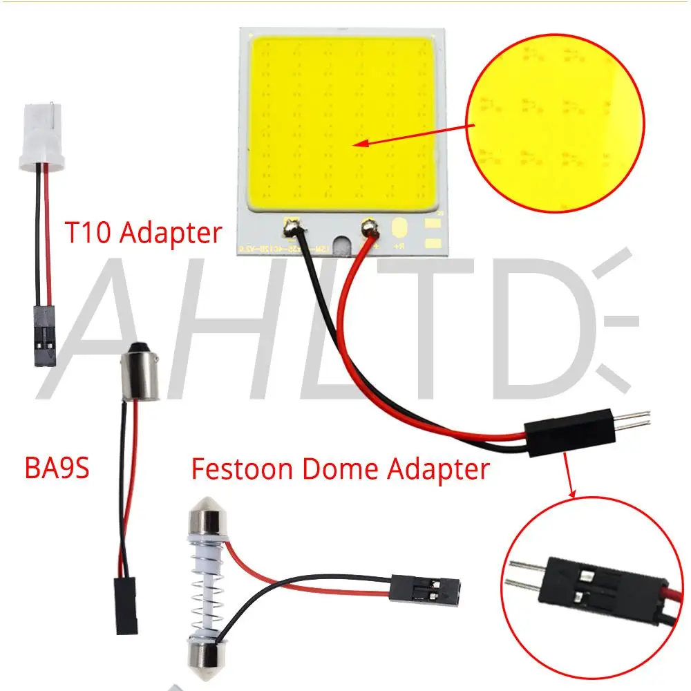 Белый синий красный T10 C5W Cob 48SMD чип лампа для чтения автомобильная светодиодная лампа для парковки авто интерьерная панель светильник гирлянда номерные знаки