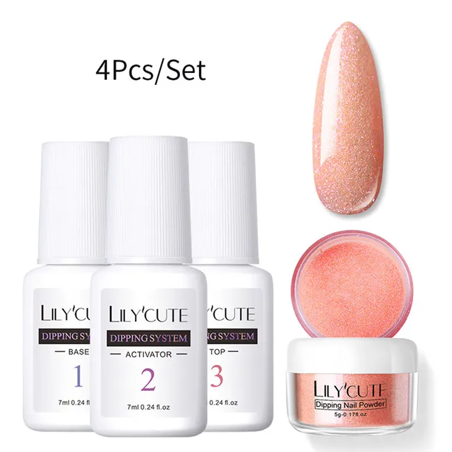 4Pcs Set 05 LILYCUTE комплект погружения ногтей Блеск порошок комплект Градиент Французский ногтей косметическая пудра Kit Красочные голографические натуральный сухой пигмент 2/3/4/8 шт - Цвет: 4Pcs Set 05