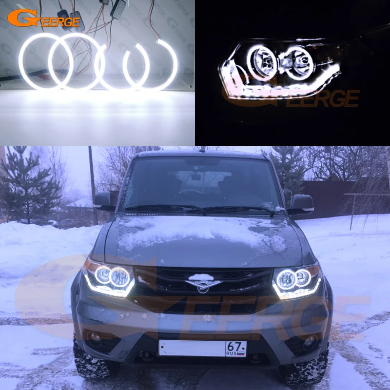 Отличный Дневной светильник ультра яркий COB led angel eyes halo Кольца для Baijah Tulos UAZ Patriot