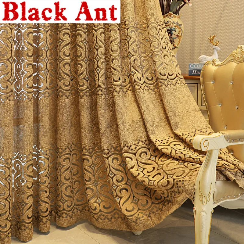 

High End Sheer Curtain Embossed Jacquard For Living Room Window Screen Bay Balcony Villa Thick Tulle Curtain European X-JD983#20