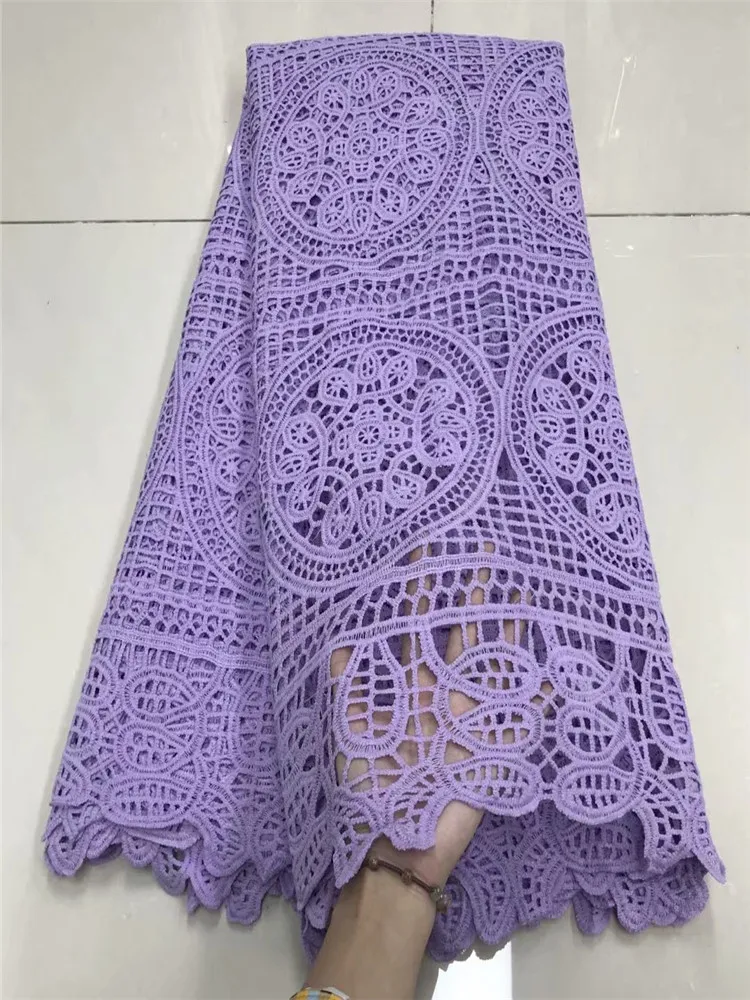 

Purple African Cord Lace Fabric High Quality Water Soluble Nigerian Guipure Cord Lace For Wedding FJYU115