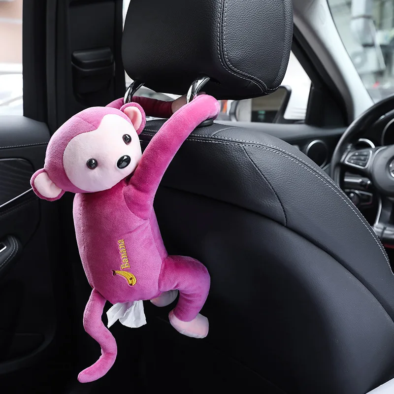 

1Pc Creative Cartoon Monkey Home Car Hanging Paper Napkin Tissue Box Cover Holder Portable Paper Box Organizer Car Accessories