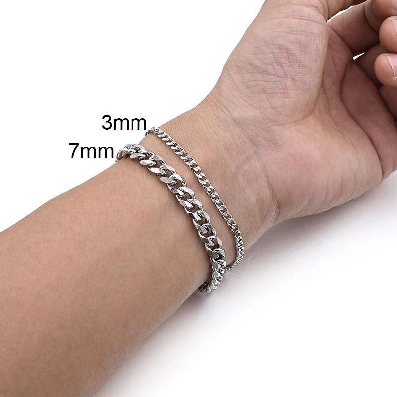 ATGO Мужская мода Хип-Хоп Кубинская Цепочка Мужской Браслет Из Нержавеющей Стали