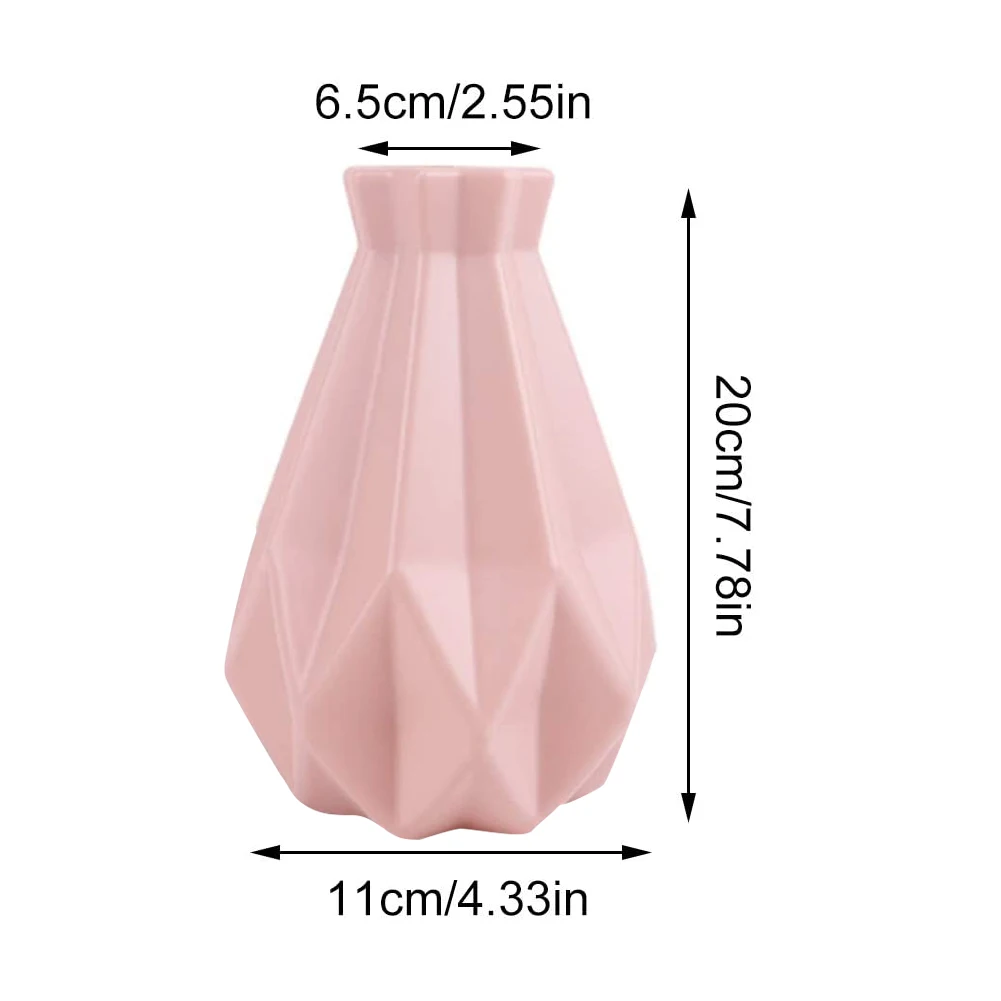 

Ceramic Flower Pot Origami Plastic Vase Nordic Style Imitation For Home And Living Room Decoration Rhombus (White,Pink)