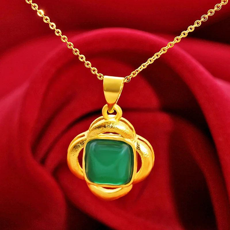 

Chinese Natural Green Chalcedony Hand-carved Square Pendant Fashion Boutique Jewelry Men and Women Necklace Popular Gifts
