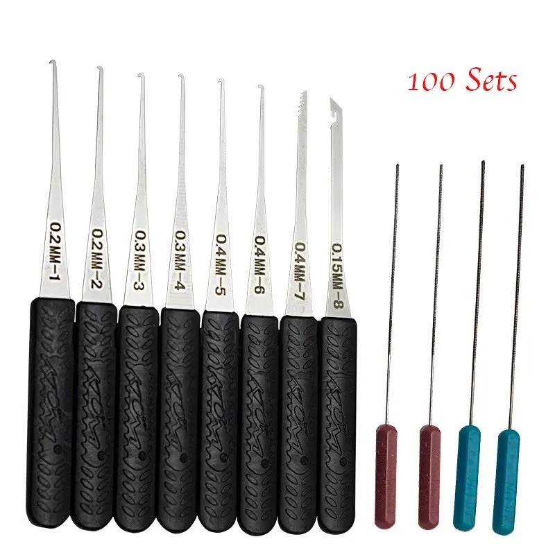 100 Sets Black 100 наборов Liushi 12 шт DIY сломанный ключ экстрактор удаление крючки слесарь ручное устройство для зажима инструмента набор замок набор инструментов - Цвет: 100 Sets Black