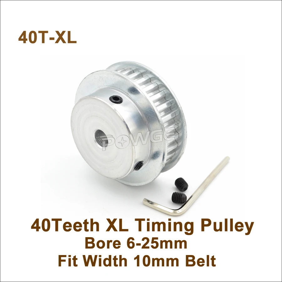 

POWGE 40 Teeth XL Timing Pulley Bore 6-25mm Fit W=10mm XL Timing Belt 40T 40Teeth XL Synchronous Belt Pulley 40-XL