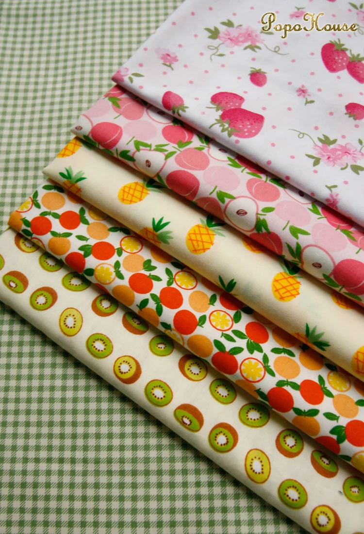 Фрукты Клубника Вишня яблоко шаблон саржа хлопчатобумажная ткань свежий милый