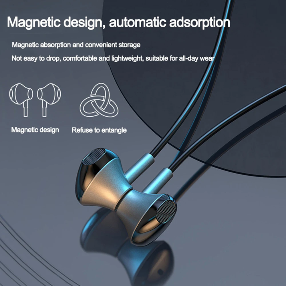 Беспроводные Bluetooth-наушники со звуковой картой магнитные спортивные наушники