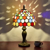 8inch modern camouflage retro bohemian decorative lamp tiffany stained glass bar restaurant bedroom bedside trumpet table lamp