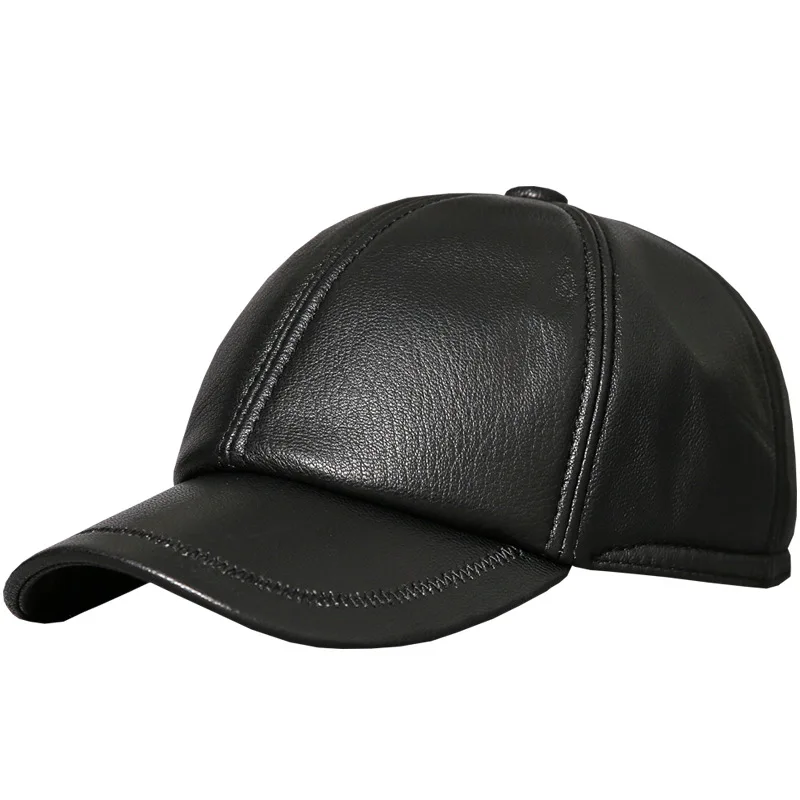 

Leather Baseball Cap Outdoor Leisure for Men Women Sheepskin Hat Factory Outlet Adult Beanie Black
