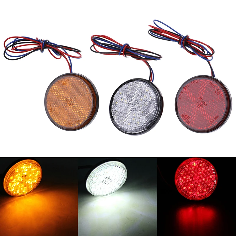 

New 1Pcs Car Motorcycle Round 24 LED Brake Turn Signal Stop Tail Lights Bulbs Reflectors