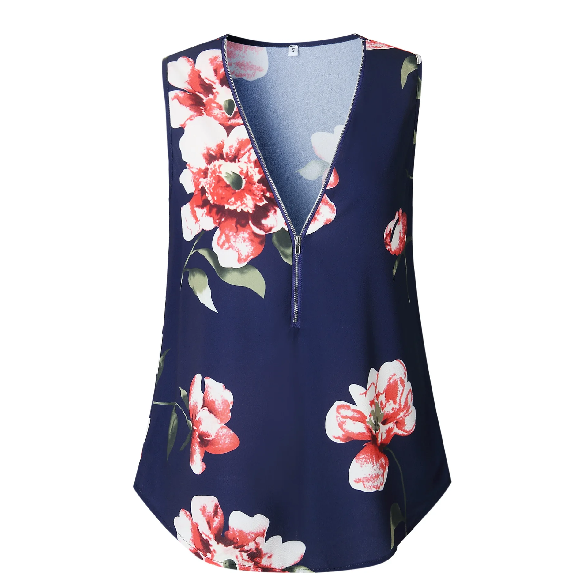 

Women Casual Lace Tank Sexy Shirt Cami T-shirt Tees Summer V Neck Sleeveless Stitching Zipper Tshirt Women Tops