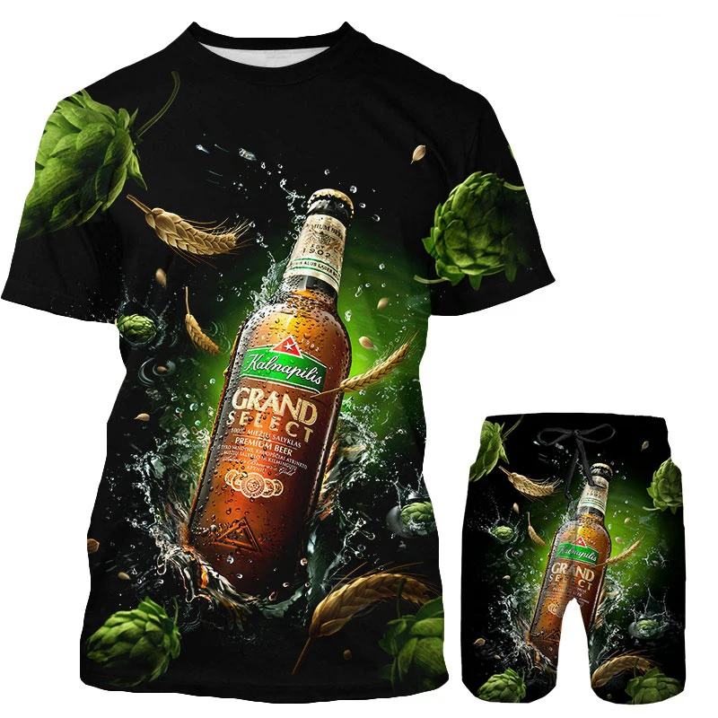 

Suit Men's Short-Sleeved T-shirt Summer Tide Brand 2021 New loose Trend Clothes a Set of Handsome Brre Print Casual Clothes Tide