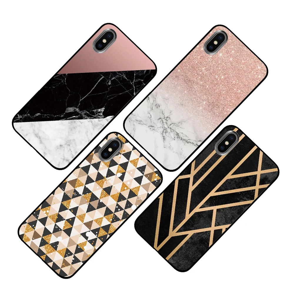 Розовое золото блеск мраморный дизайн для iPhone 5 5S SE 6 6s 7 8 Plus X XS Max XR чехлы телефонов