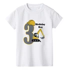 Рубашка для строительства дня рождения, футболка для мальчиков на день рождения с экскаватором, летняя одежда, модная футболка для малышей, милая детская игровая одежда