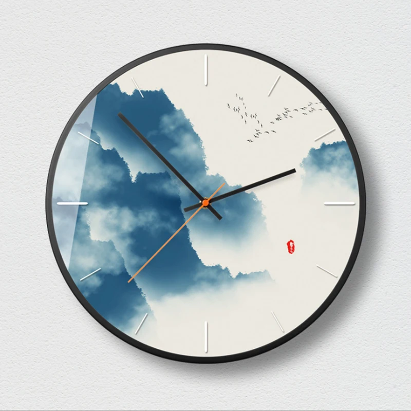 

Chinese Mountant Metal Wall Clock Vintage Retro Modern Design Orchid Metal Wall Clocks Bedroom Home Decor Hanging Watch timer