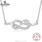 Юдора 925 пробы серебряные серьги-банты с прозрачный Циркон ожерелье с кулоном бесконечность для Для женщин девушек любовной 