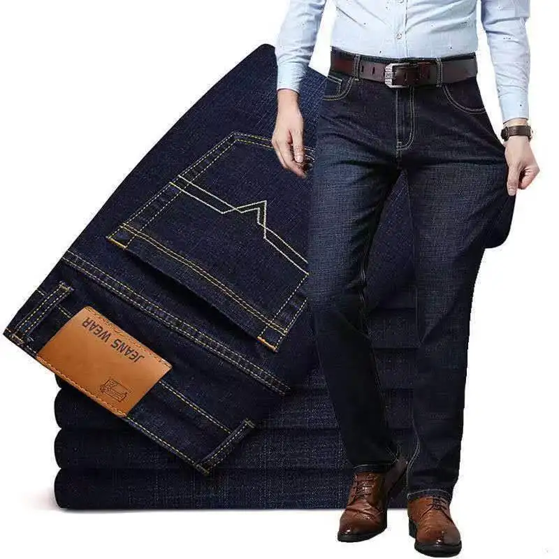 

Men's Business Jeans Classic Slim Trend High Quality Adult Casual Pants Male Brand Stretch Work Denim Trousers Office Clothing