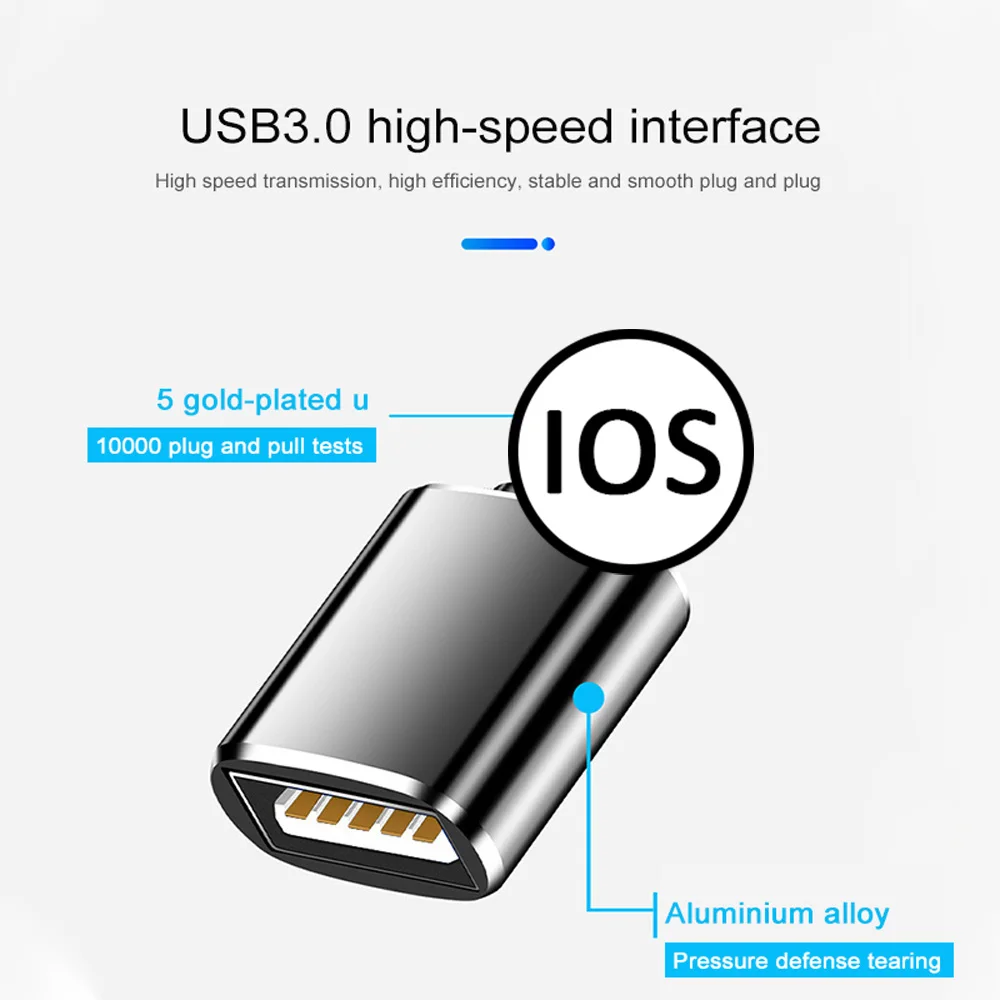 Адаптер USB Famale для камеры Lightning конвертер данных SD-карта U-диск короткий OTG iPhone 12 11