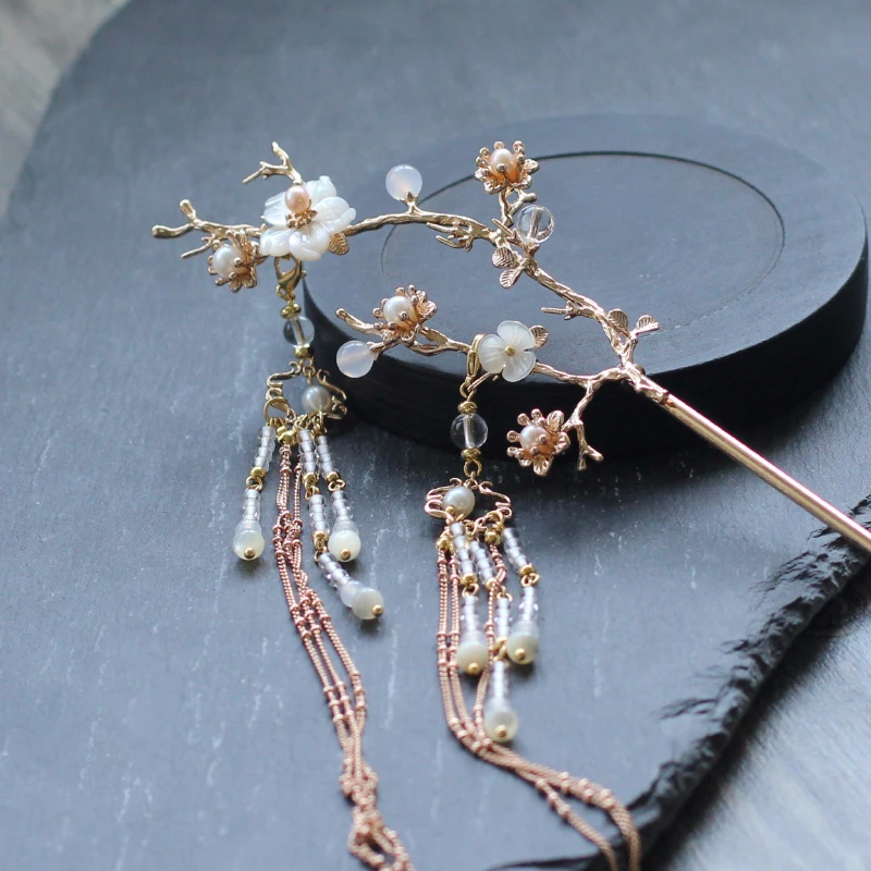 Резинка для волос с цветком лотоса палочки двойной Ленточки заколки свадебные