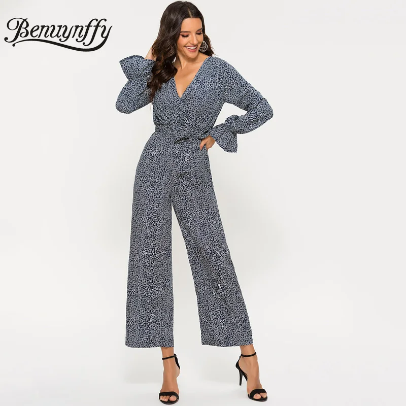 Женский комбинезон с широкими штанинами Benuynffy винтажные комбинезоны v-образным