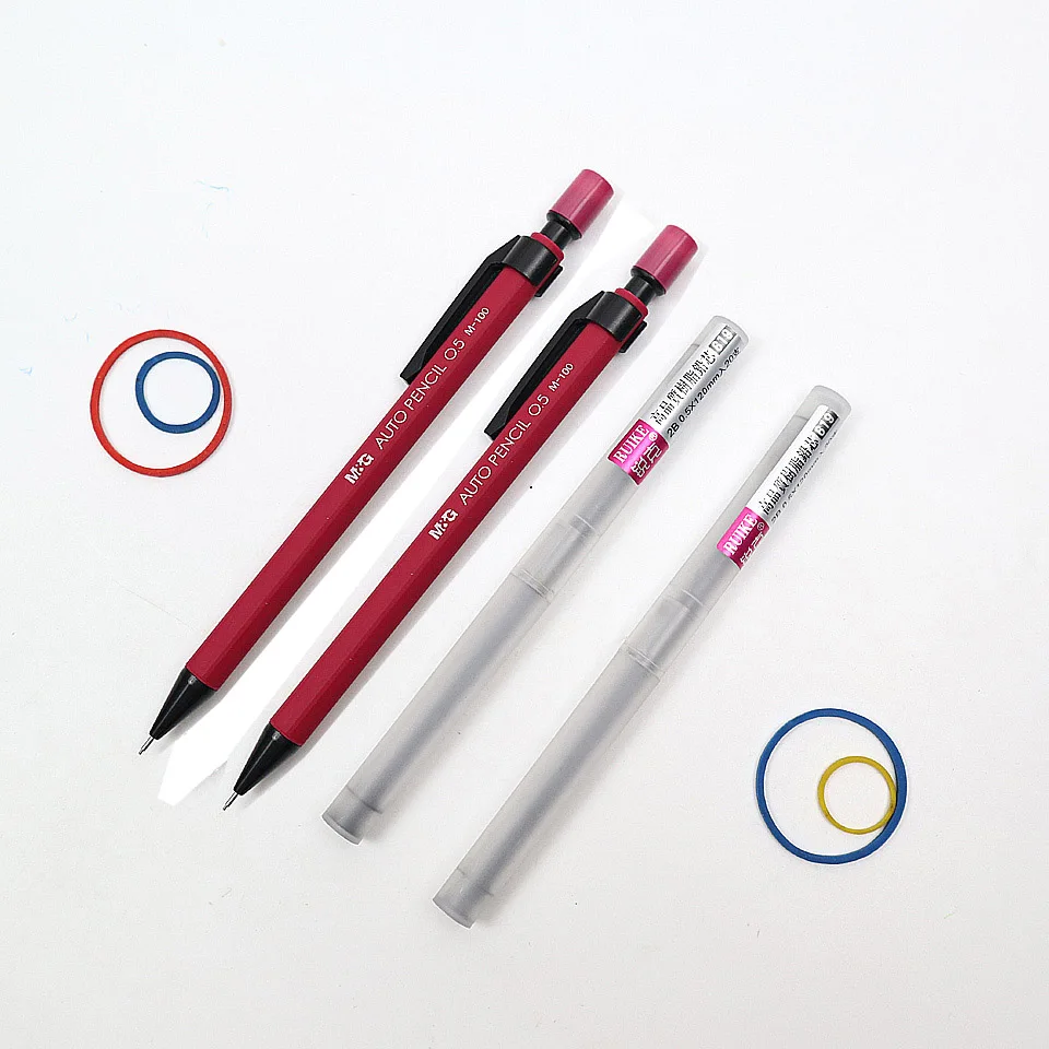 2 Red-2 Refills M& G P100 автоматический карандаш 0,5 мм черные пластиковые механические карандаши 2B заправки для детей рисование школы канцелярские принадлежности - Цвет: 2 Red-2 Refills
