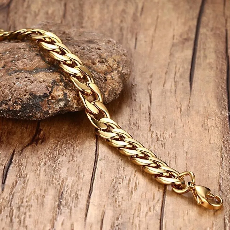 8 мм для мужчин s розовое золото Тон нержавеющая сталь Майами Снаряженная