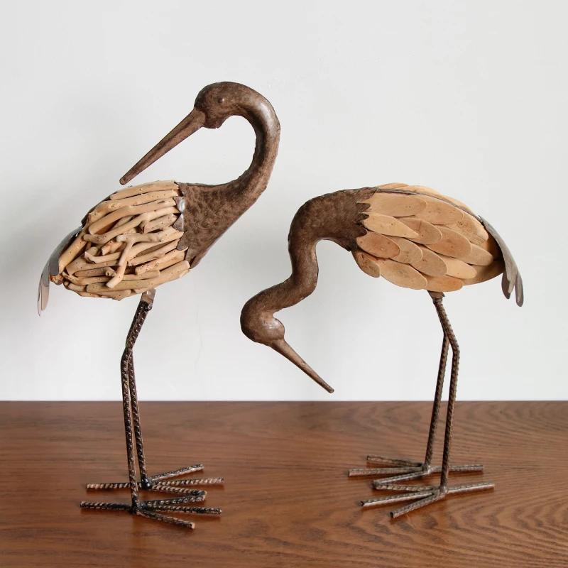 Креативный деревянный журавль для животных железный художественный декор