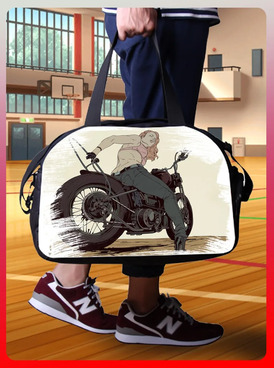 Спортивная сумка для спорта фитнеса похода с принтом Спорт мотоциклы - 349 | и