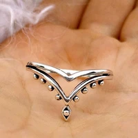 1 pc trendy simple ancient silver color geometric crown alloy female ring for women party jewelry accessories size 6 10