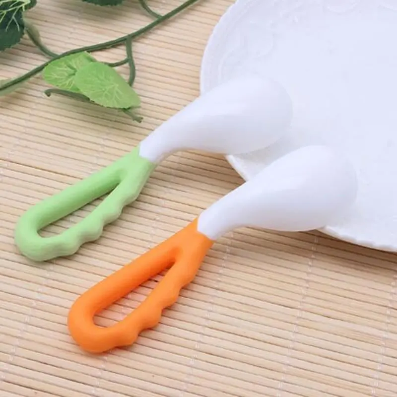 1pc Baby food supplement feeding spoon curved handle easy to grasp children tableware baby diet training children's products