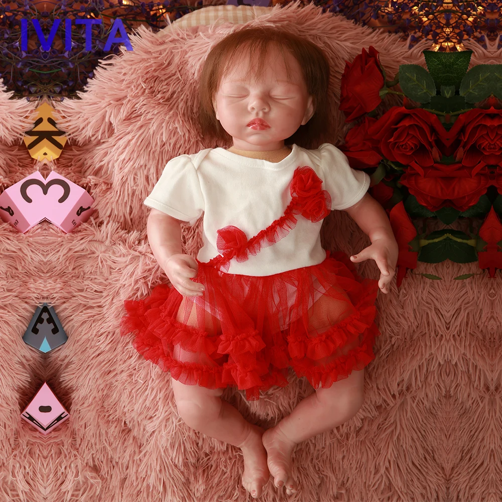 Ивита DS1805 силиконовая кукла reborn Реалистичная lalki Спящая девочка с окрашенными