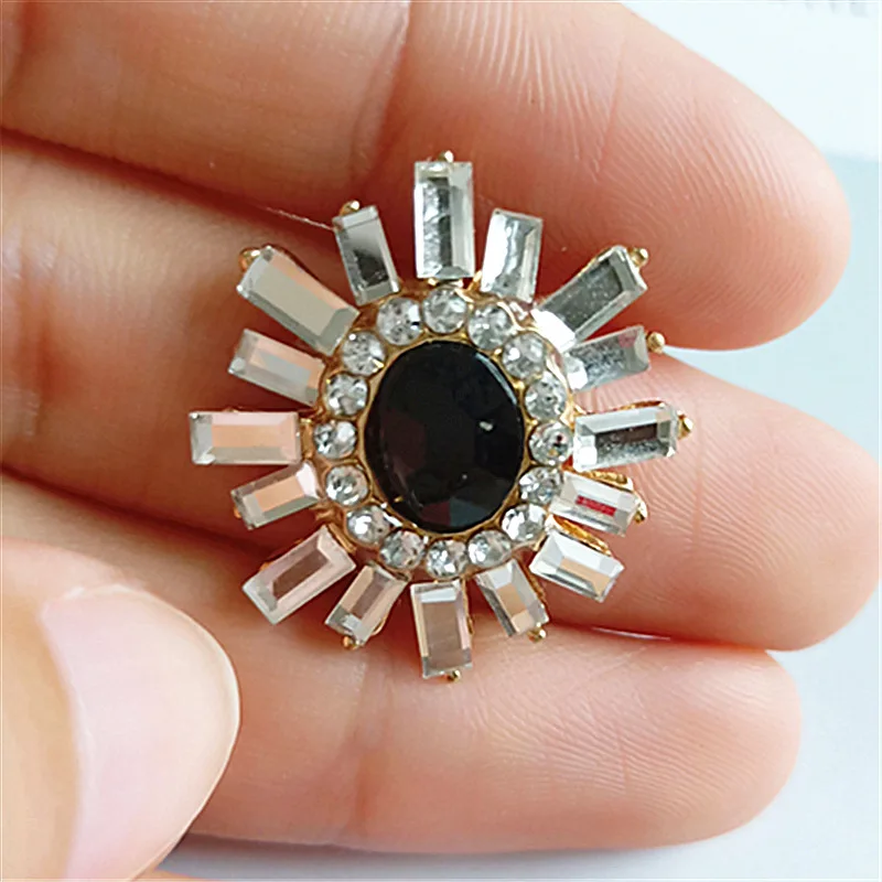 

5pcs/lot 22mm*23mm Oval Black Flatback Rhinestone Buttons for Clothing Coat Shoes Girl Hair DIY Mobile Beauty Accessories